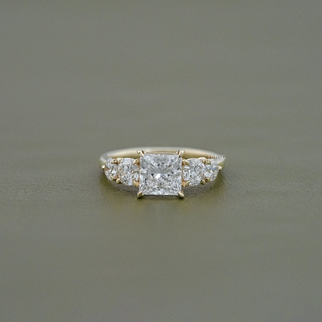 5 Stone Princess Cut Lab Grown Diamond Engagement Ring