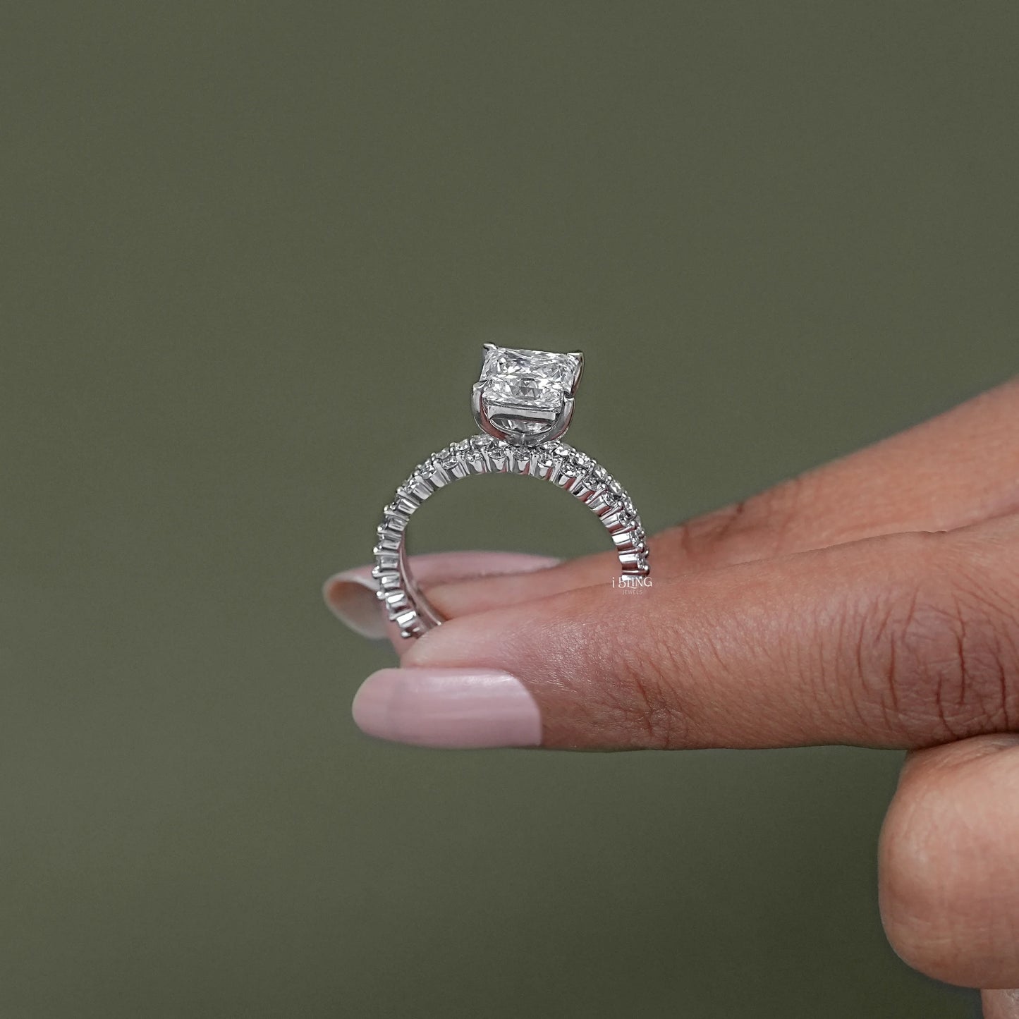Princess Cut Lab Diamond Bridal Ring Set