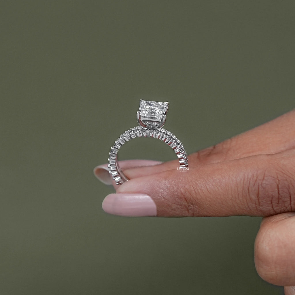 Princess Cut Lab Diamond Bridal Ring Set