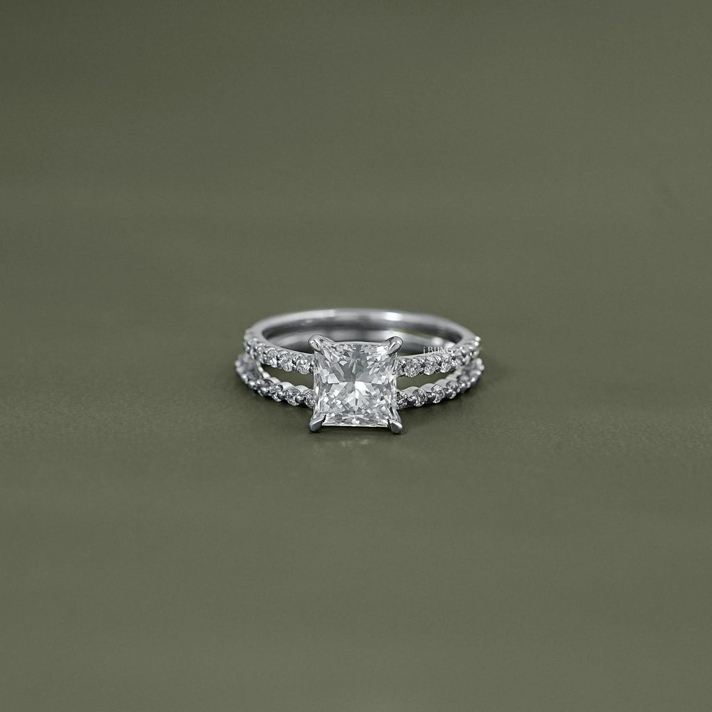 Princess Cut Lab Diamond Bridal Ring Set