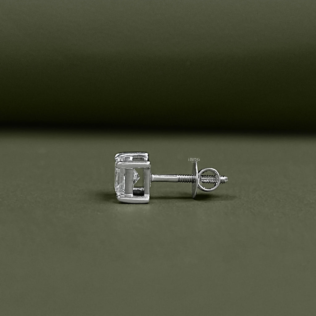 Princess Cut Lab Grown Diamond Stud Earring