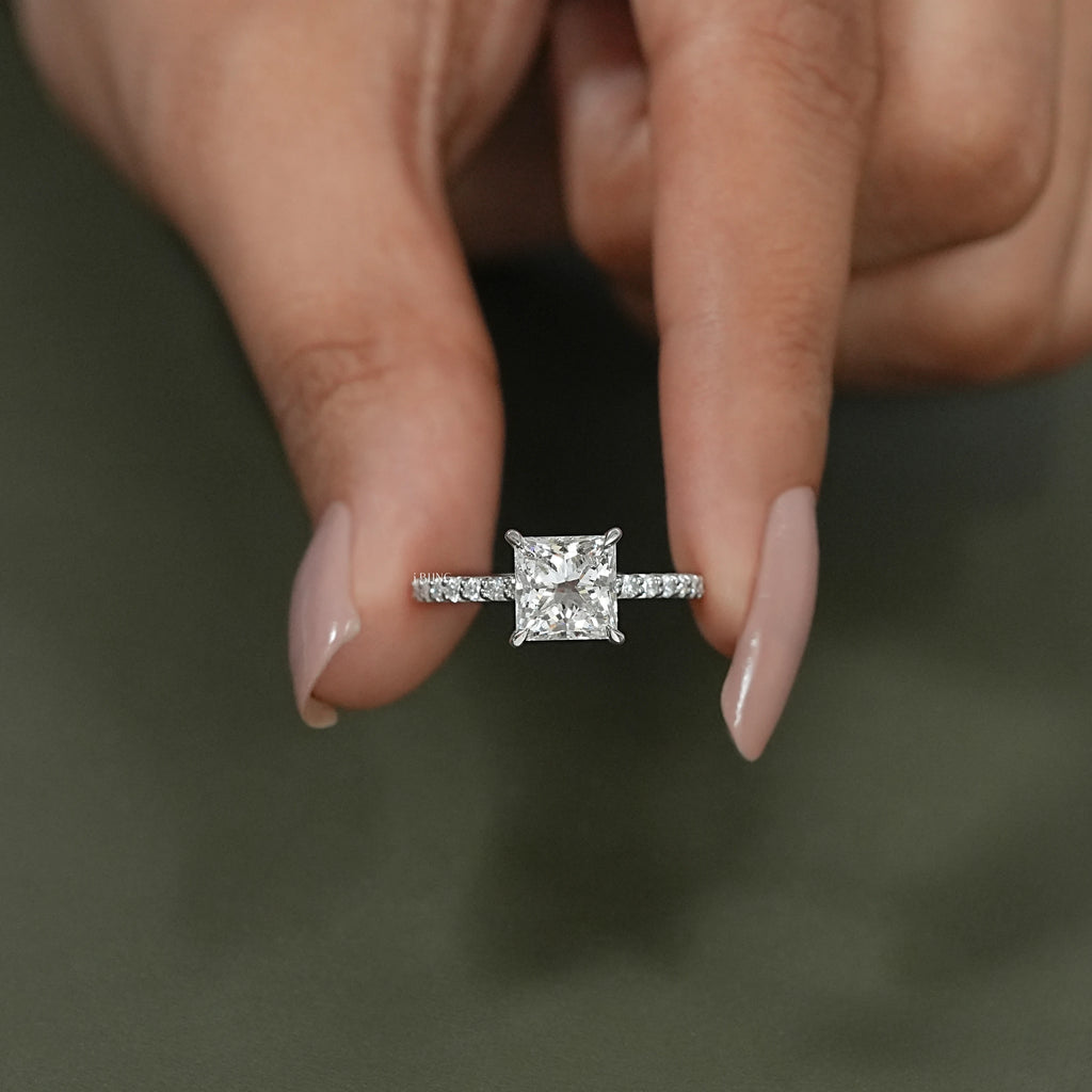 Princess Cut Solitaire With Accent Engagement Ring