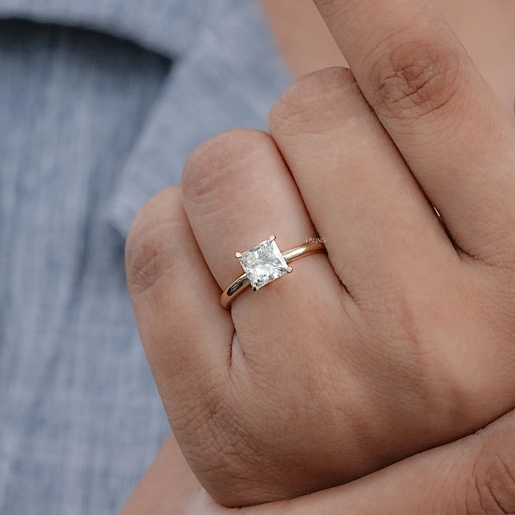 Princess Lab Diamond Solitaire Engagement Ring