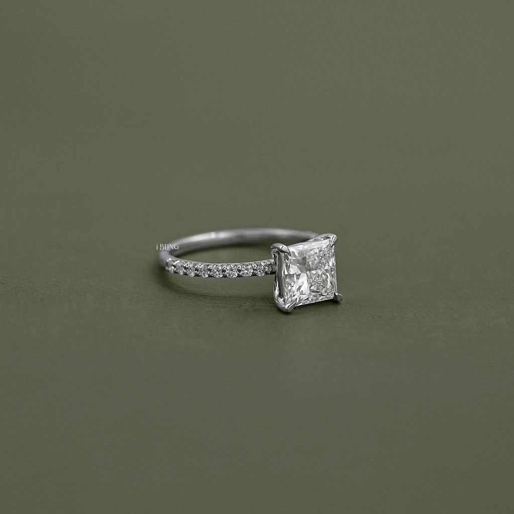 Princess Cut Solitaire With Accent Engagement Ring
