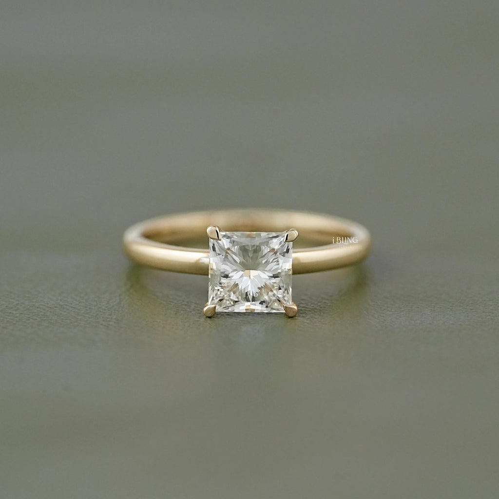 Princess Lab Diamond Solitaire Engagement Ring