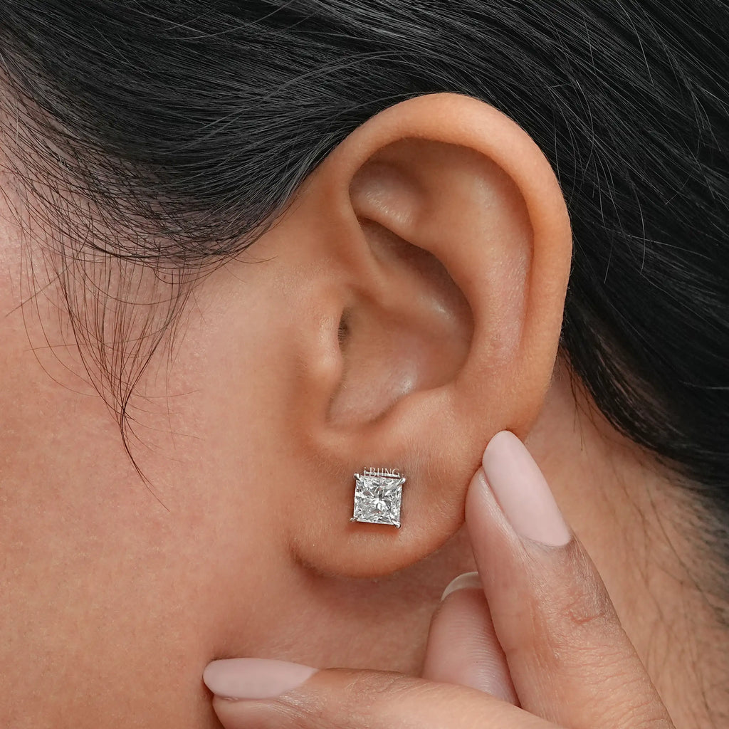 Lab Diamond Princess Stud Earrings