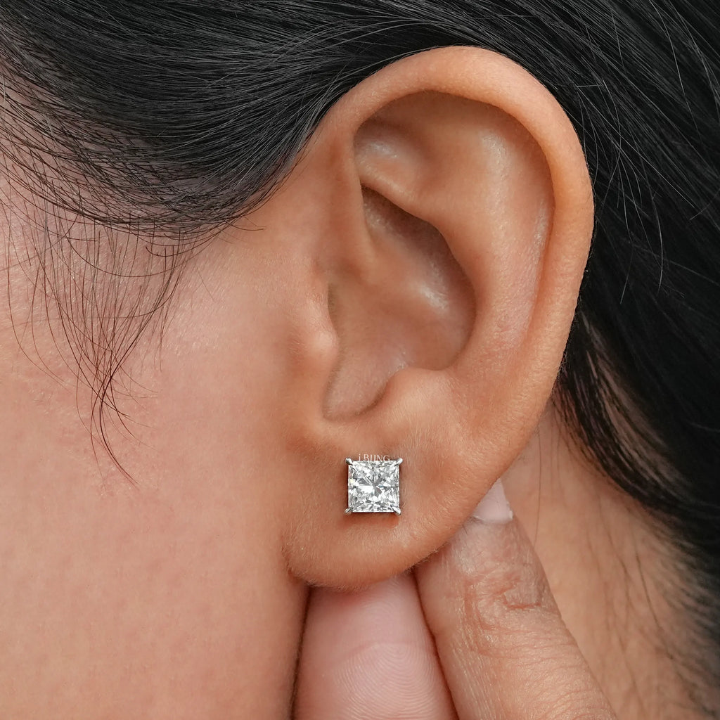 Lab Diamond Princess Stud Earrings