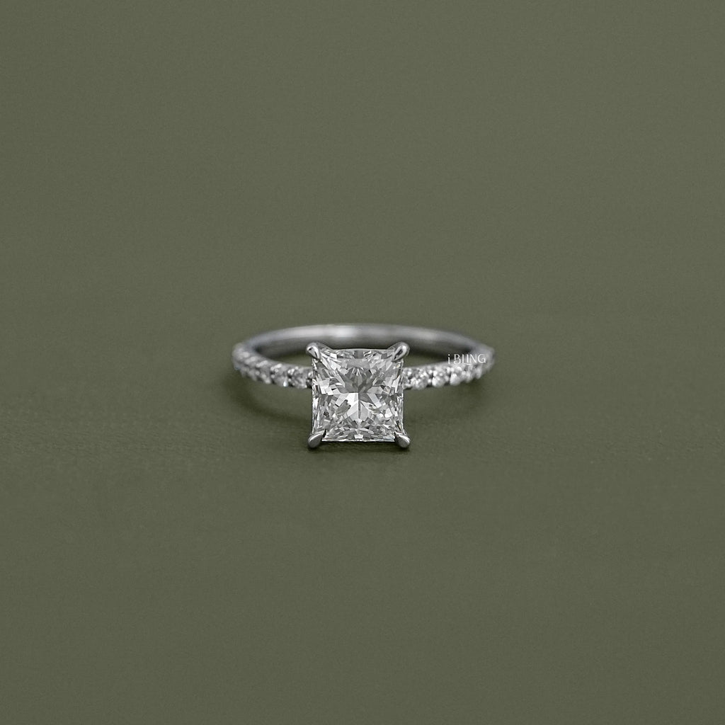 Princess Cut Solitaire With Accent Engagement Ring