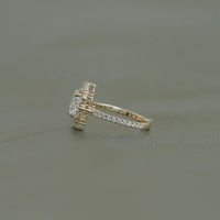 Cushion Diamond Cluster Set Halo Engagement Ring