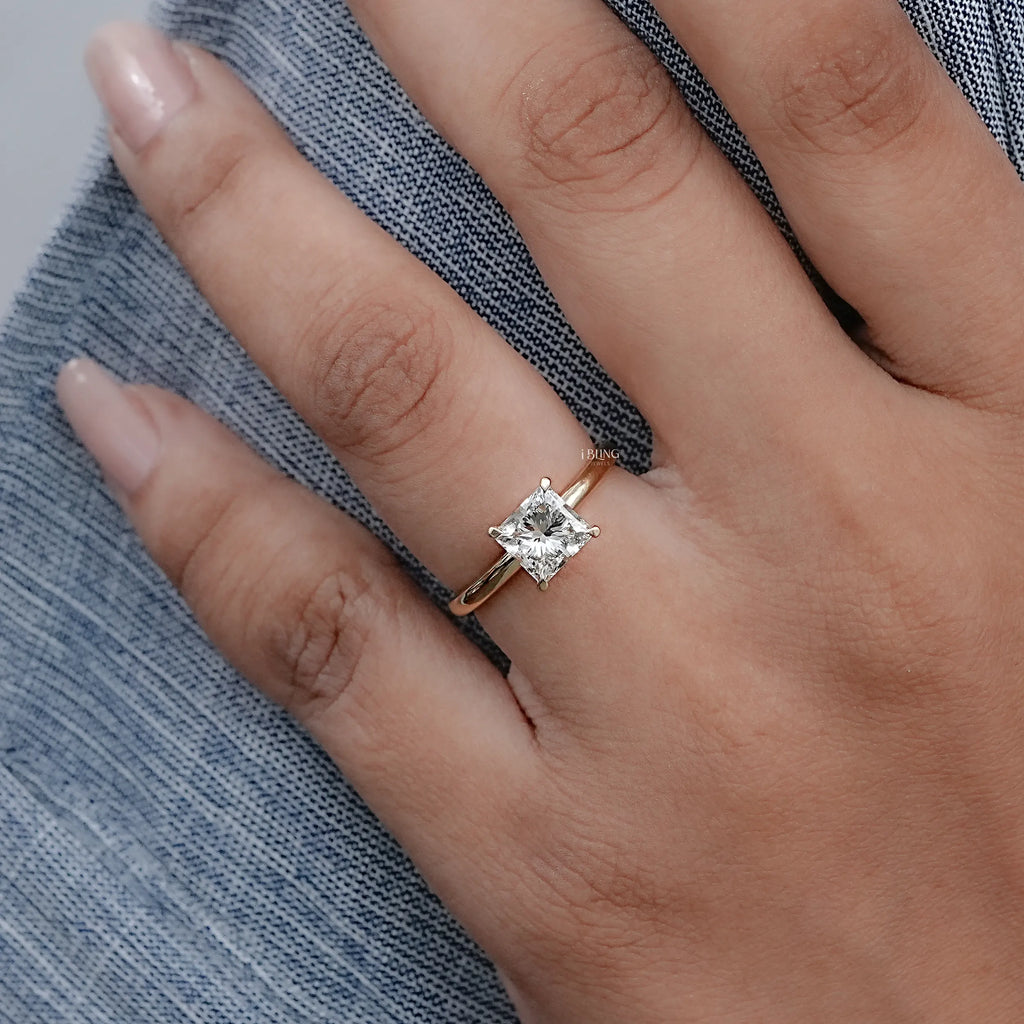 Princess Lab Diamond Solitaire Engagement Ring