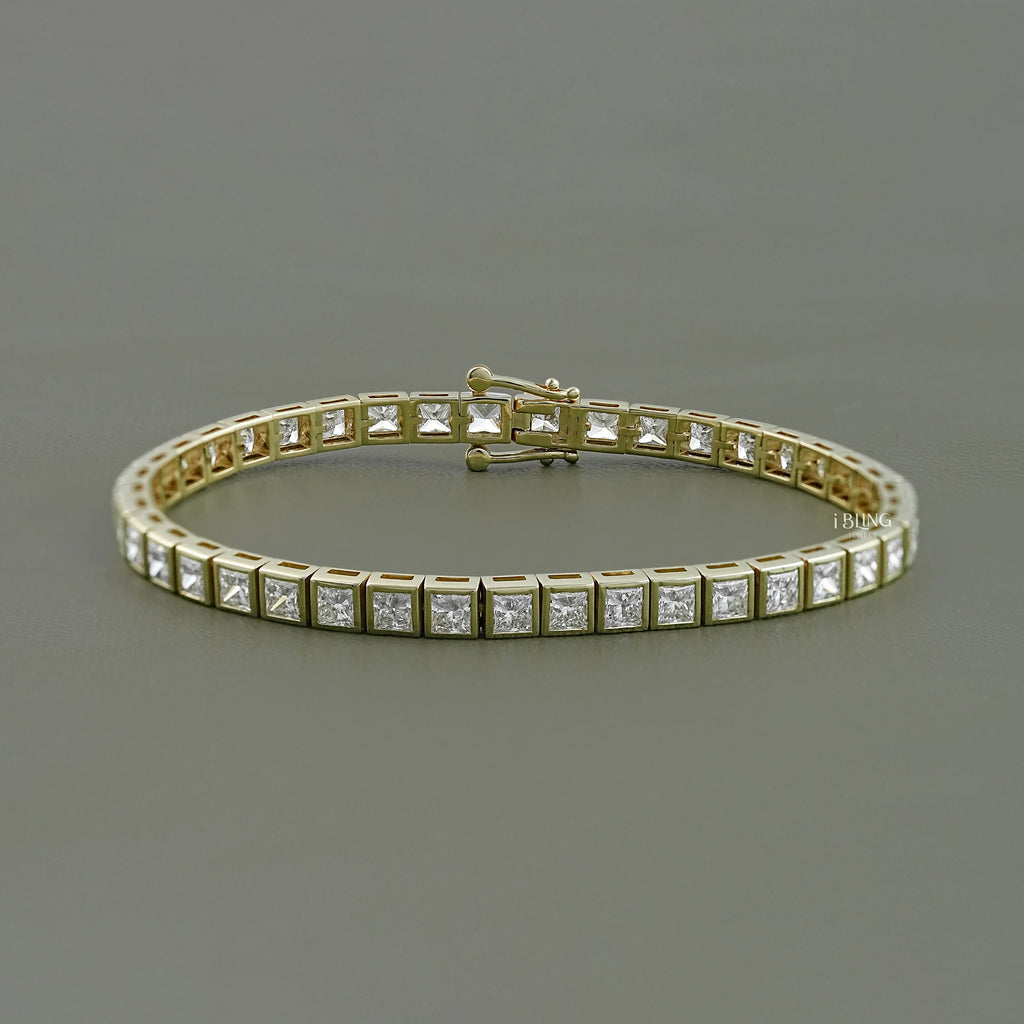 Princess Lab Diamond Bezel Set Tennis Bracelet