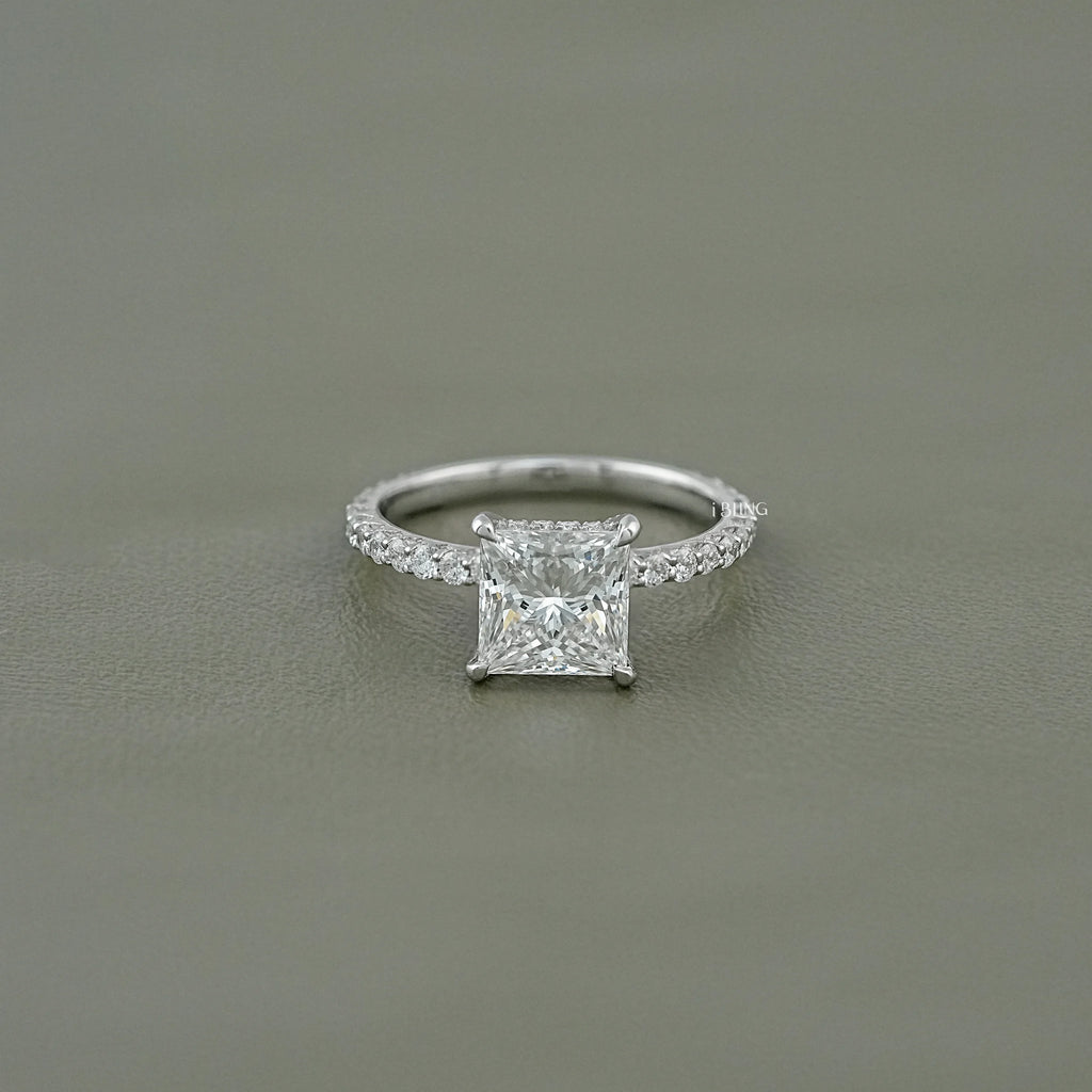 Princess Lab Grown Diamond Solitaire Accent Ring