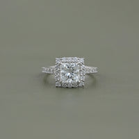 Princess Lab Diamond Halo Engagement Ring