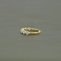 Round Lab Diamond Half Eternity Wedding Band