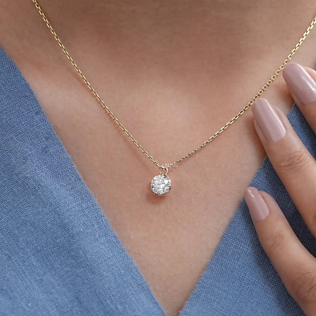 Round Lab Diamond Solitaire Necklace
