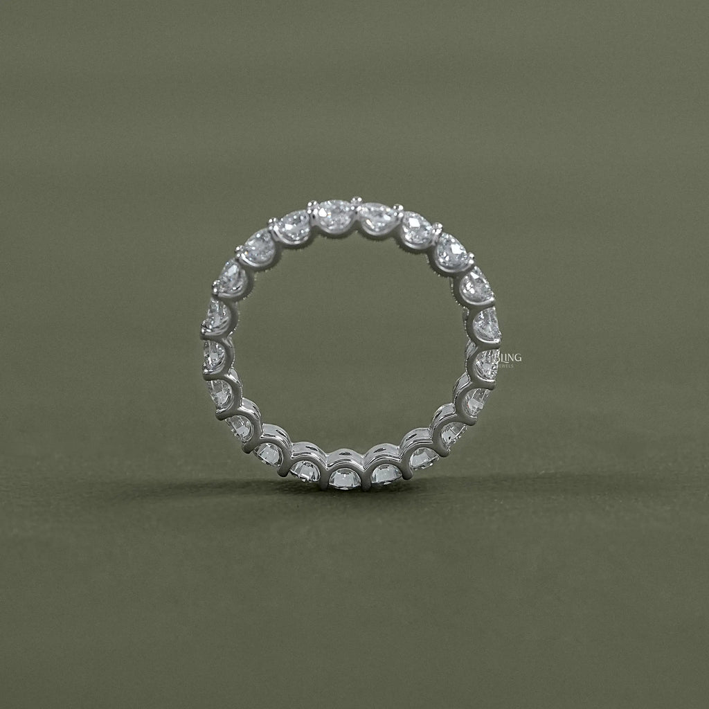 Round Diamond Prong Set Wedding Band