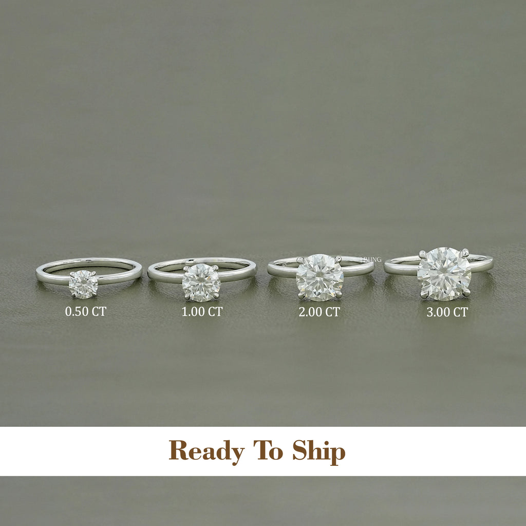 Four Prong Setting Round Moissanite Solitaire Ring