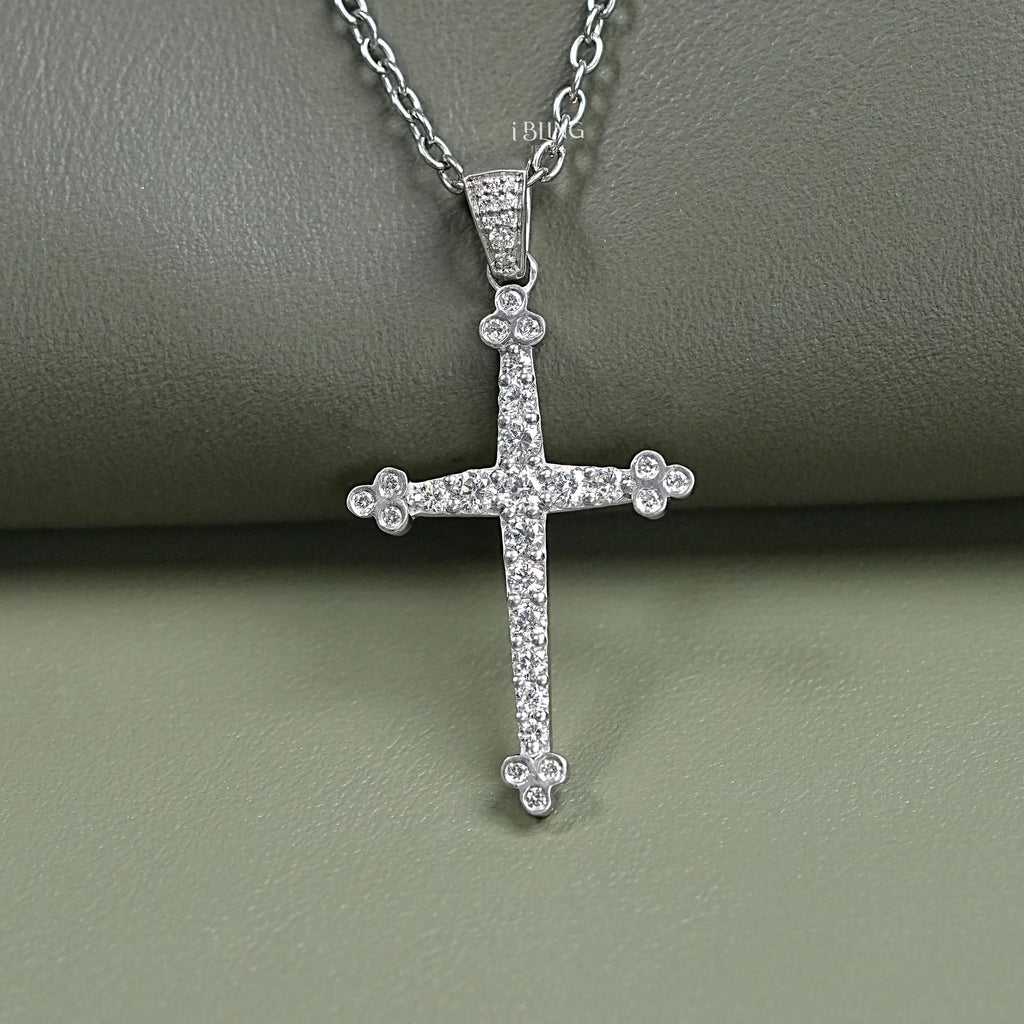 Round Cut Lab Grown Diamond Cross Pendant