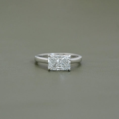 East West Radiant Diamond Solitaire Engagement Ring