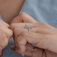 Radiant Cut Lab Diamond Halo Engagement Ring