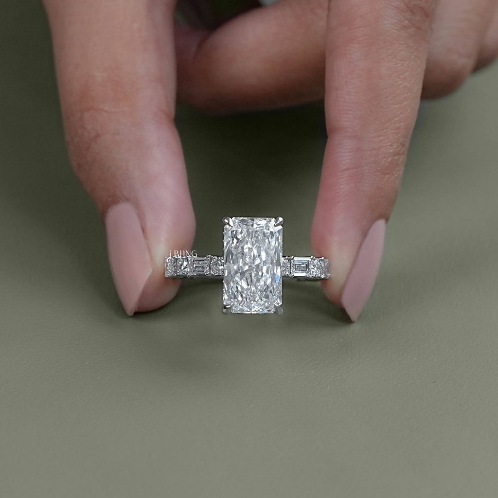 Radiant Lab Diamond Hidden Halo Solitaire Accent Ring