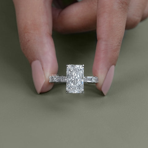 Radiant Lab Diamond Hidden Halo Solitaire Accent Ring