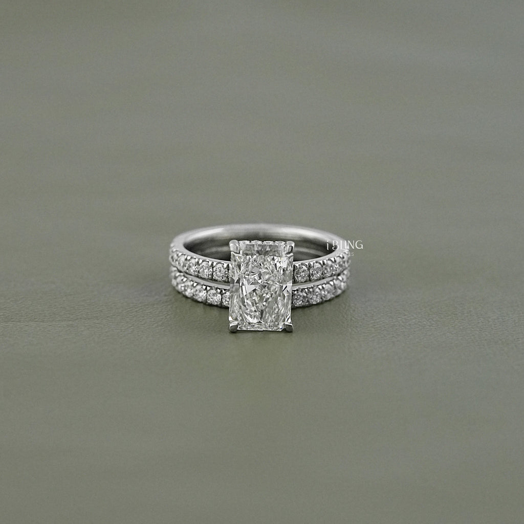 Radiant Cut Lab Grown Diamond Bridal Ring Set