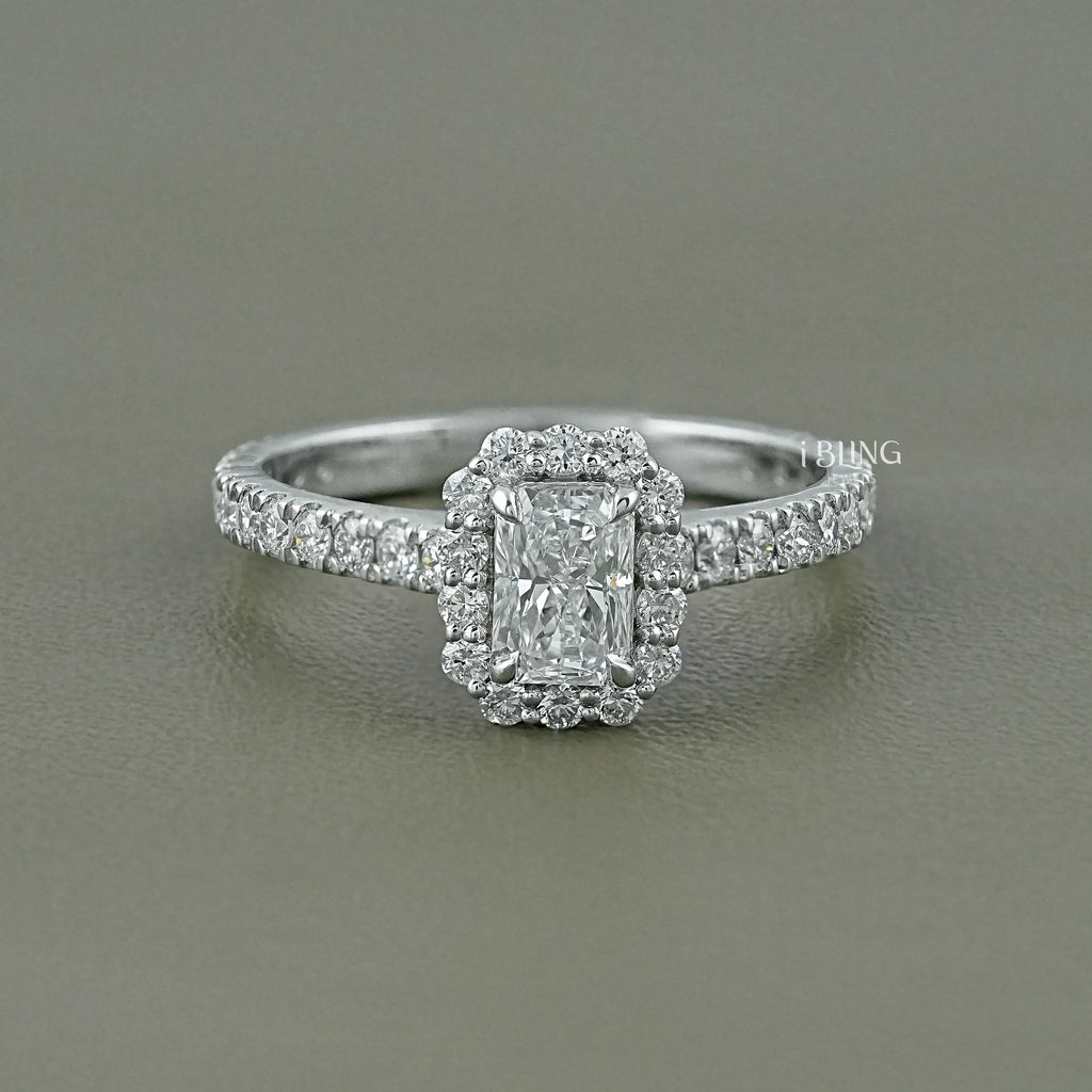 Radiant Cut Lab Diamond Halo Accent Ring