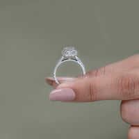 Radiant Diamond Solitaire Accent Halo Ring