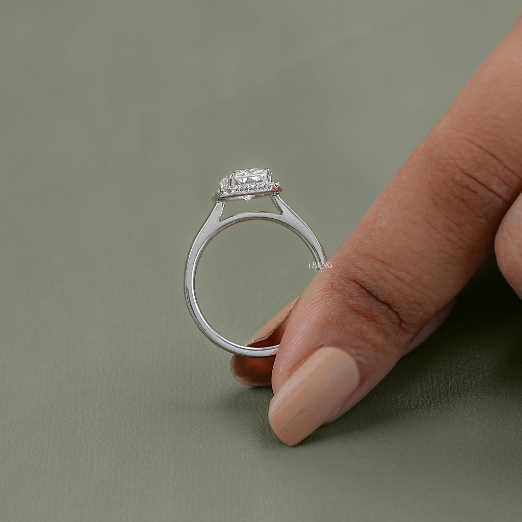 Radiant Cut Lab Diamond Halo Engagement Ring