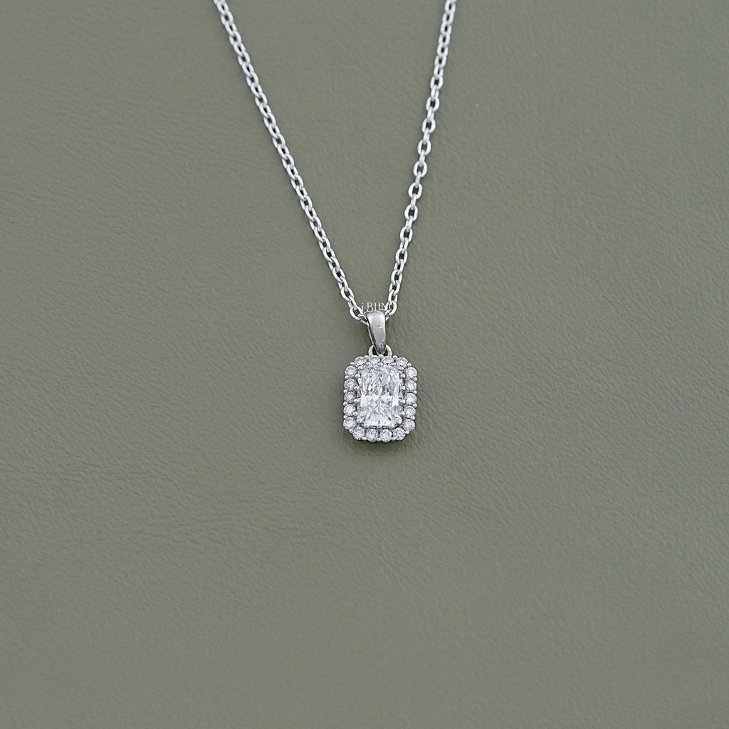 Radiant Cut Lab Dimaond Halo Pendant