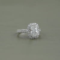 Radiant Diamond Solitaire Accent Halo Ring
