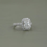 Radiant Diamond Solitaire Accent Halo Ring