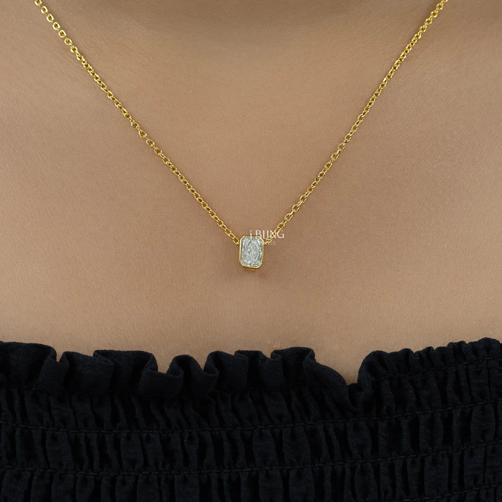 Radiant Cut Lab Diamond Solitaire Pendant Necklace