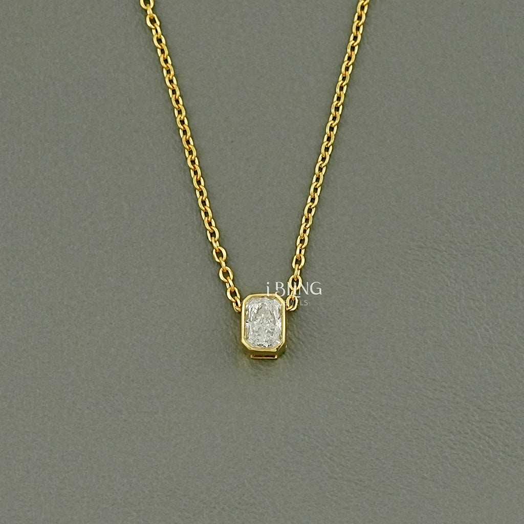 Radiant Cut Lab Diamond Solitaire Pendant Necklace
