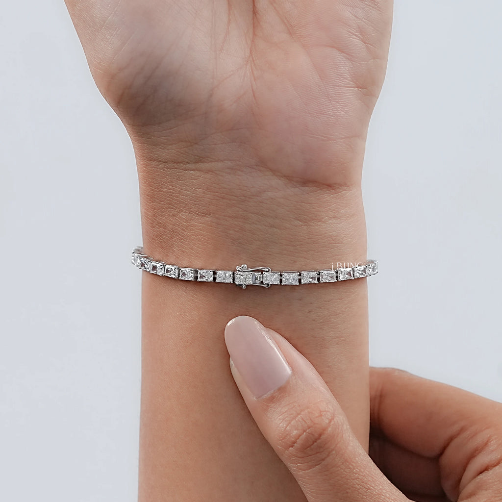 Lab Diamond Radiant Cut Wedding Tennis Bracelet