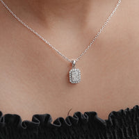Radiant Cut Lab Dimaond Halo Pendant