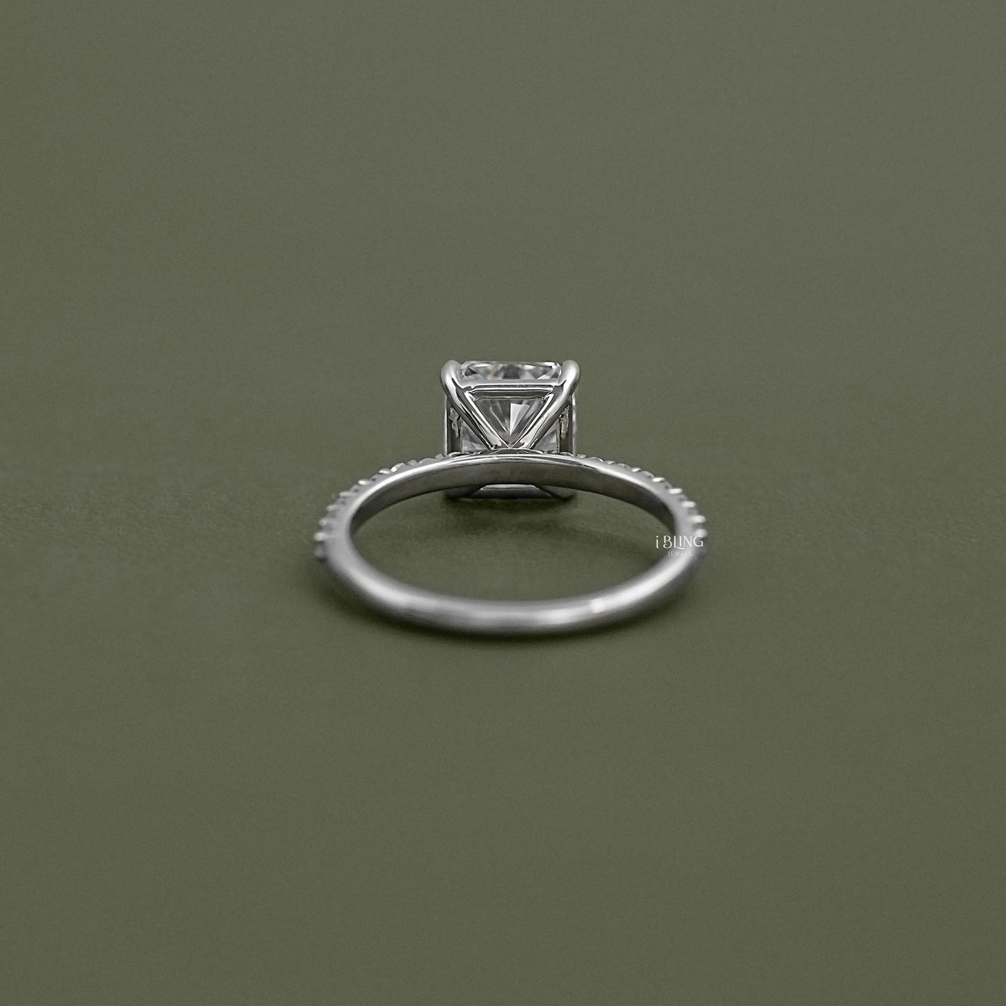 Square Radiant Lab Diamond Engagement Ring Solitaire Accent Ring