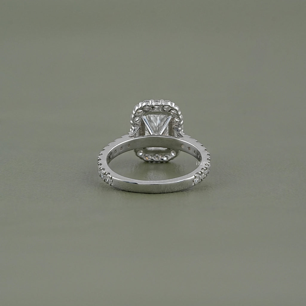 Radiant Diamond Solitaire Accent Halo Ring