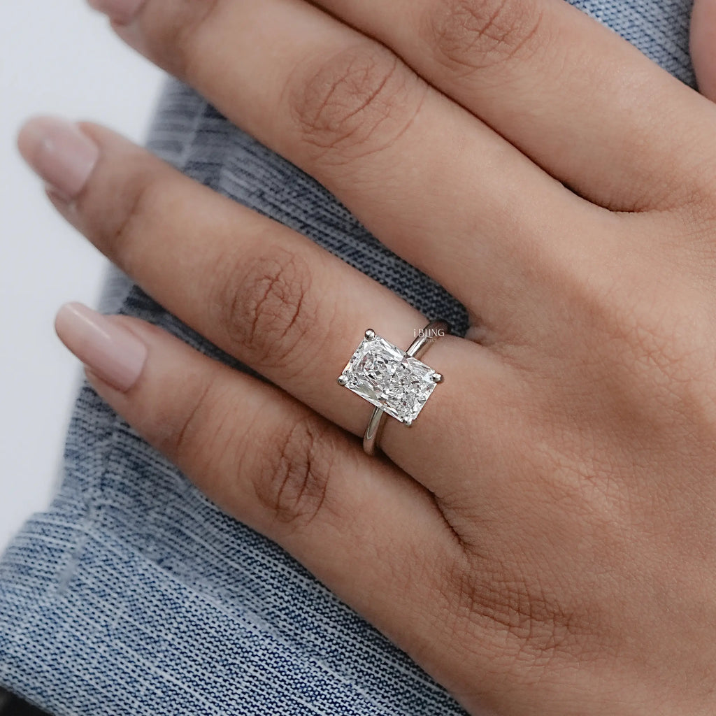 Radiant Lab Diamond Solitaire Engagement Ring