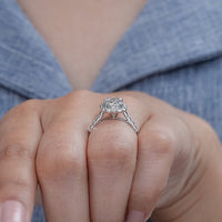 Radiant Diamond Solitaire Accent Halo Ring