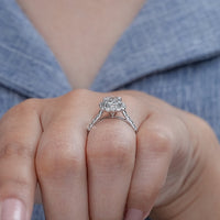 Radiant Diamond Solitaire Accent Halo Ring