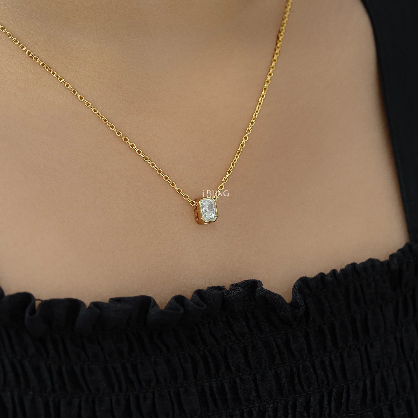 Radiant Cut Lab Diamond Solitaire Pendant Necklace Pendants