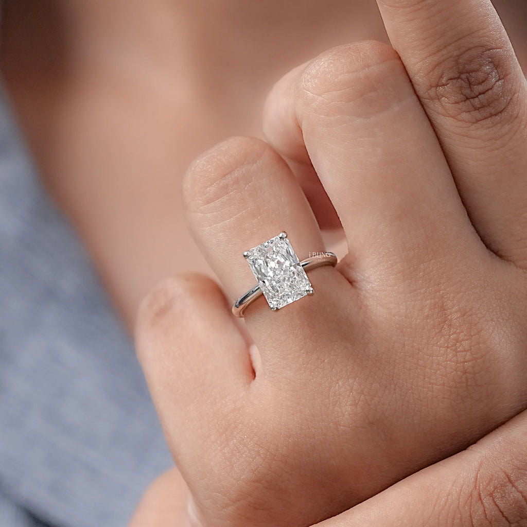 Radiant Lab Diamond Solitaire Engagement Ring