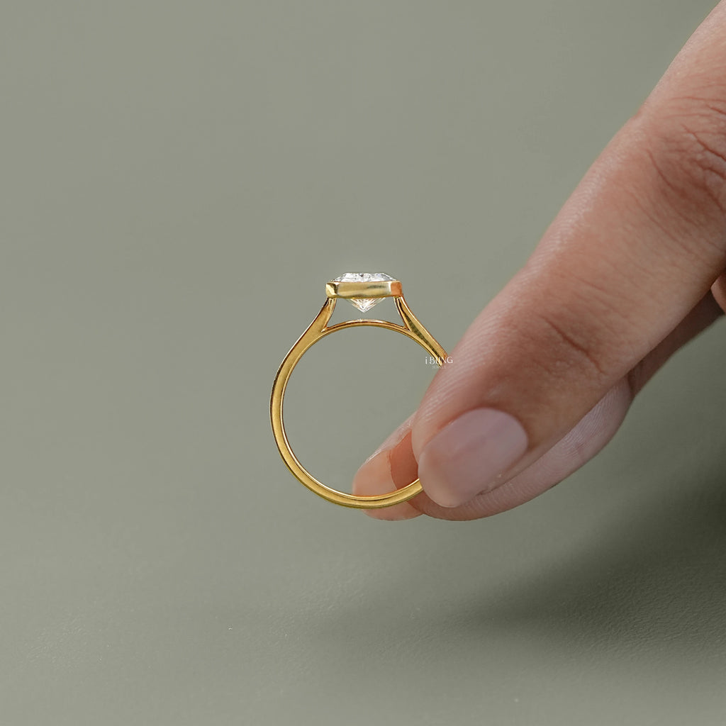 Radiant Cut Diamond Bezel Set Engagement Ring