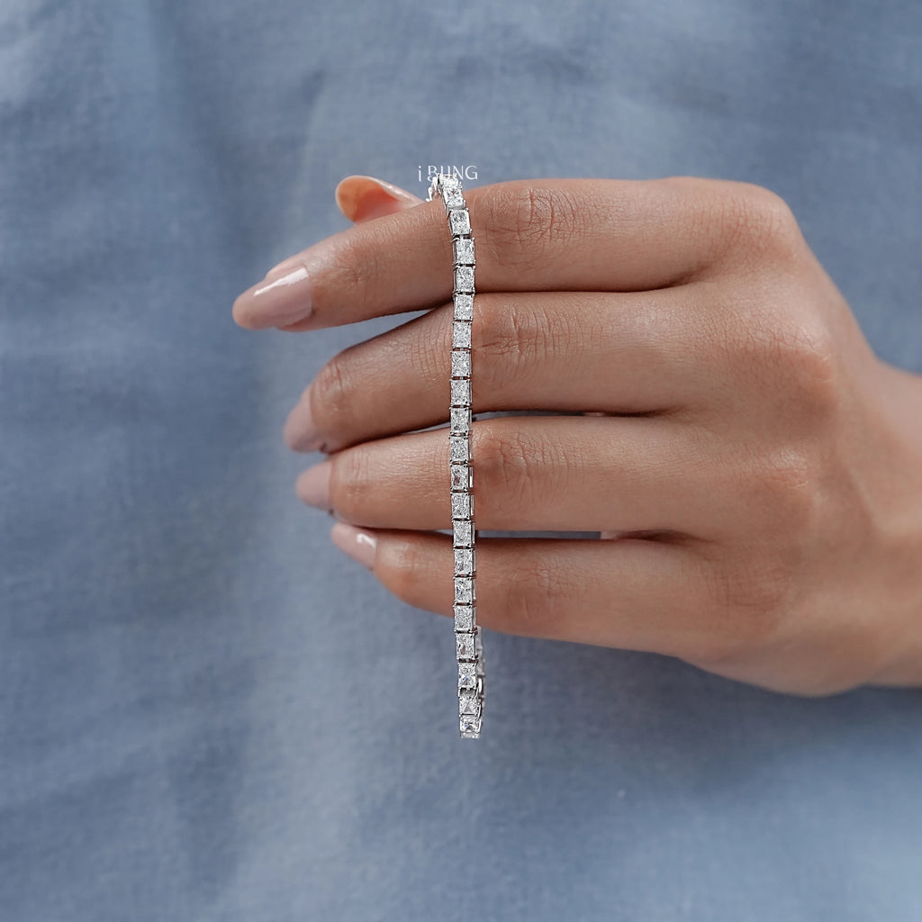 Lab Diamond Radiant Cut Wedding Tennis Bracelet
