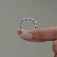 Five Stone Radiant Lab Diamond Wedding Band