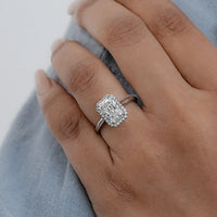 Radiant Cut Lab Diamond Halo Engagement Ring