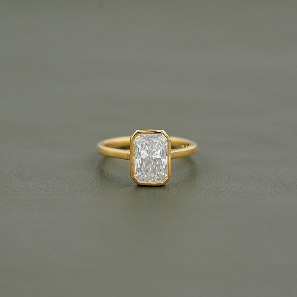 Radiant Cut Diamond Bezel Set Engagement Ring