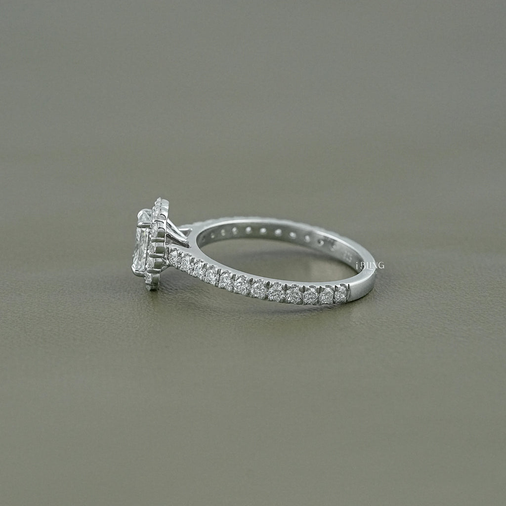 Radiant Cut Lab Diamond Halo Accent Ring